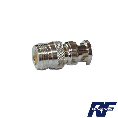 [RFN-1038-1] Adaptador en Linea para 50 Ohm, de Conector N Hembra a BNC Macho, Plata /Oro /Teflón.