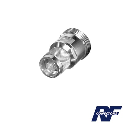 [RFD-1672-2] Adaptador en Línea, de Conector DIN 7-16 Hembra a N Macho, Plata/ Plata/ Teflón.