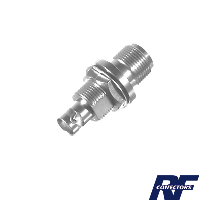[RFN-1023-5] Adaptador en Línea, de Conector N Hembra a BNC Hembra, Montaje en Doble D Plano, Níquel/ Oro/ Teflón.