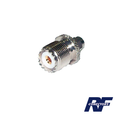 [RSA-3457] Adaptador en Línea, de Conector SMA Macho a UHF Hembra (SO-239), Níquel/ Oro/ Teflón.