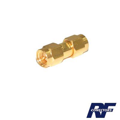 Adaptador Tipo Barril, de Conector SMA Macho a SMA Macho, Oro/ Oro/ Teflón.â??