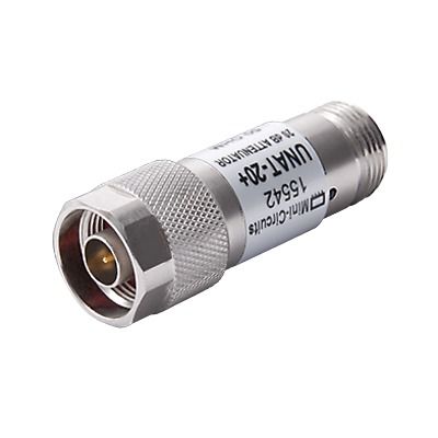 [UNAT-20] Atenuador en Línea de 20 dB, 0.5 W, Conectores N Macho-Hembra, CD-6 GHz.