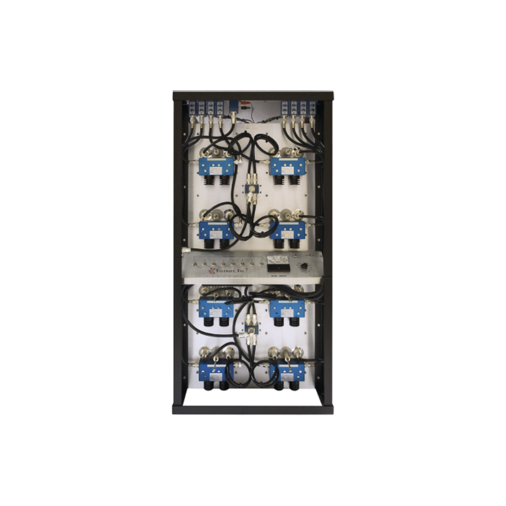 Combinador en Rack 24, 400-512 MHz, 8Can.(10Dia.) 250 KHz Tx-Tx, Monitor/Pot. 150 Watt, N Hembras.
