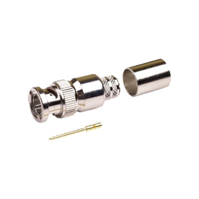 [RFB-1707-R] Conector BNC Macho de 75 Ohm, Anillo Plegable, para Cable 8238, RG-11/U, Níquel/ Oro/ Teflón.
