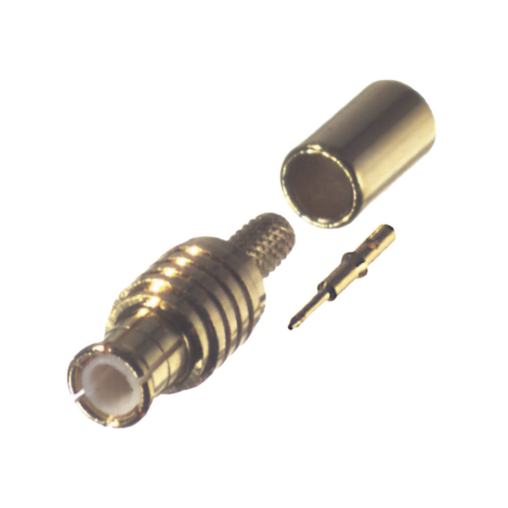 [RMX-8000-1B] Conector MCX Macho en Línea, de Anillo Plegable en Cable RG-174/U, Oro/ Oro/ Teflón.