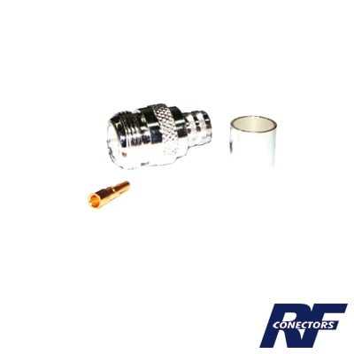 [RFN-1028-SI] Conector N Hembra de Anillo Plegable para Cables 9913, 8214, LMR-400, RG8/U-SYS, RFLASH-1113, Plata/ Oro/ Teflón.
