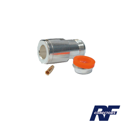 [RFN-1024-1SI] Conector N Hembra de Rosca para LMR-400, 9913, 7810A, 8214, CNT-400, RG8/U-SYS, R-FLASH-1113, Plata/ Oro/ Teflón.