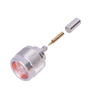 [RFN-1005-3C] Conector N Macho de Anillo Plegable para Cable LP-195, RG-58/U, Plata/ Oro/ Teflón.
