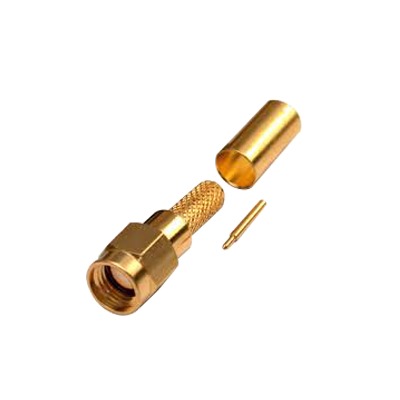 [RSA-3000-1C] Conector SMA Macho de Anillo Plegable para Cable RG-58/U, Oro/Oro/Teflón.