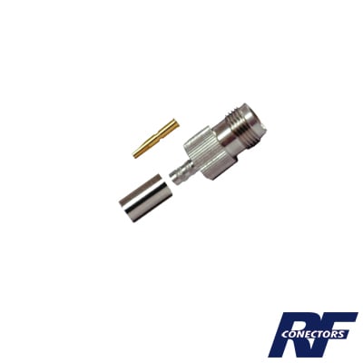 [RFT-1216-1] Conector TNC Hembra de Anillo Plegable para Cables RG-58/U, RG-142/U, Niquel /Oro /Delrin.