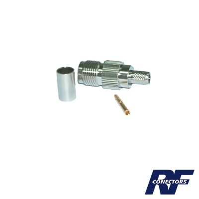 [RFT-1217-X] Conector TNC Hembra de Anillo Plegable para Cables RG-8/X, LMR-240, Grupo X, Níquel/ Oro/ Delrin.