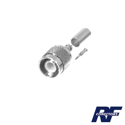 [RFT-1202-2T] Conector TNC Macho de Anillo Plegable para Cables RG-58/U, RG-142/U, LMR-195, Níquel/ Oro/ Teflón.