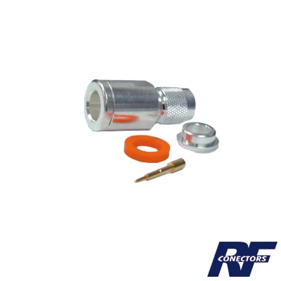 [RFT-1201-SI] Conector TNC Macho de Rosca en 50 Ohm para cable LMR-400, 9913, 8214, CNT-400, RG8/U-SYS, RFLASH-1113, Plata/ Oro/ Teflón.