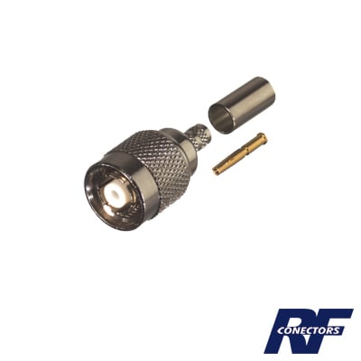 Conector TNC Macho Inverso de Anillo Plegable para Cable RG-142/U, Níquel/ Oro/ Teflón.