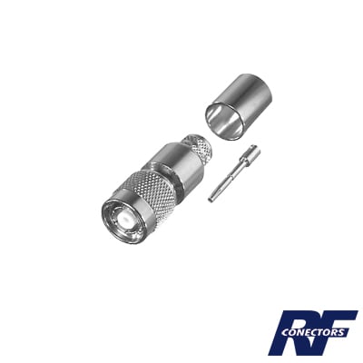 [RP-1202-I] Conector TNC Macho Inverso, Anillo Plegable para ensamblar en cables RG-8/U, LMR-400, Niquel, Oro, Teflón