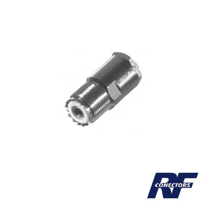 [RFU-520-I] Conector UHF Hembra (SO-239) en Línea de Rosca para RG-8/U, 9913, LMR-400, Níquel/ Plata/ Teflón.