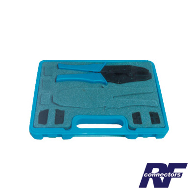 [RFA-4005] Kit de Pinzas (RFA-4005-20) con 2 Juegos de Mordazas (RFA-4005-01 y RFA-4005-02) para Instalar Conectores de Anillo Plegable, Incluye Estuche de Plástico