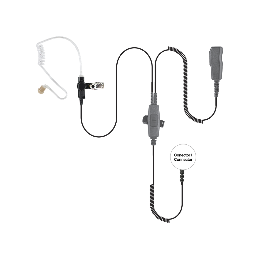 [SPM-2001] Micrófono audífono de 2 cables con doble PTT para KENWOOD Serie G/ 3230/ 2102G/ 2202L/ 2212L/ 2170/ 2360/ 2302/ 2312/ 2000/ 2402/ NX220/ NX240/ TKD240.