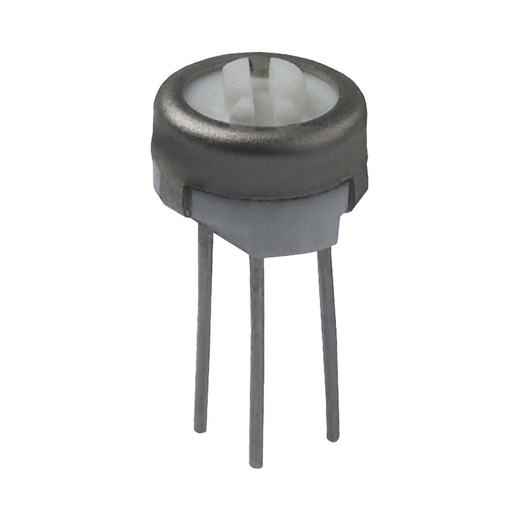 Potenciómetro Cermet Trimer de 200k Ohm, 1 Vuelta, 0.250 Diam., 0.5 Watt, Terminales para PCB.