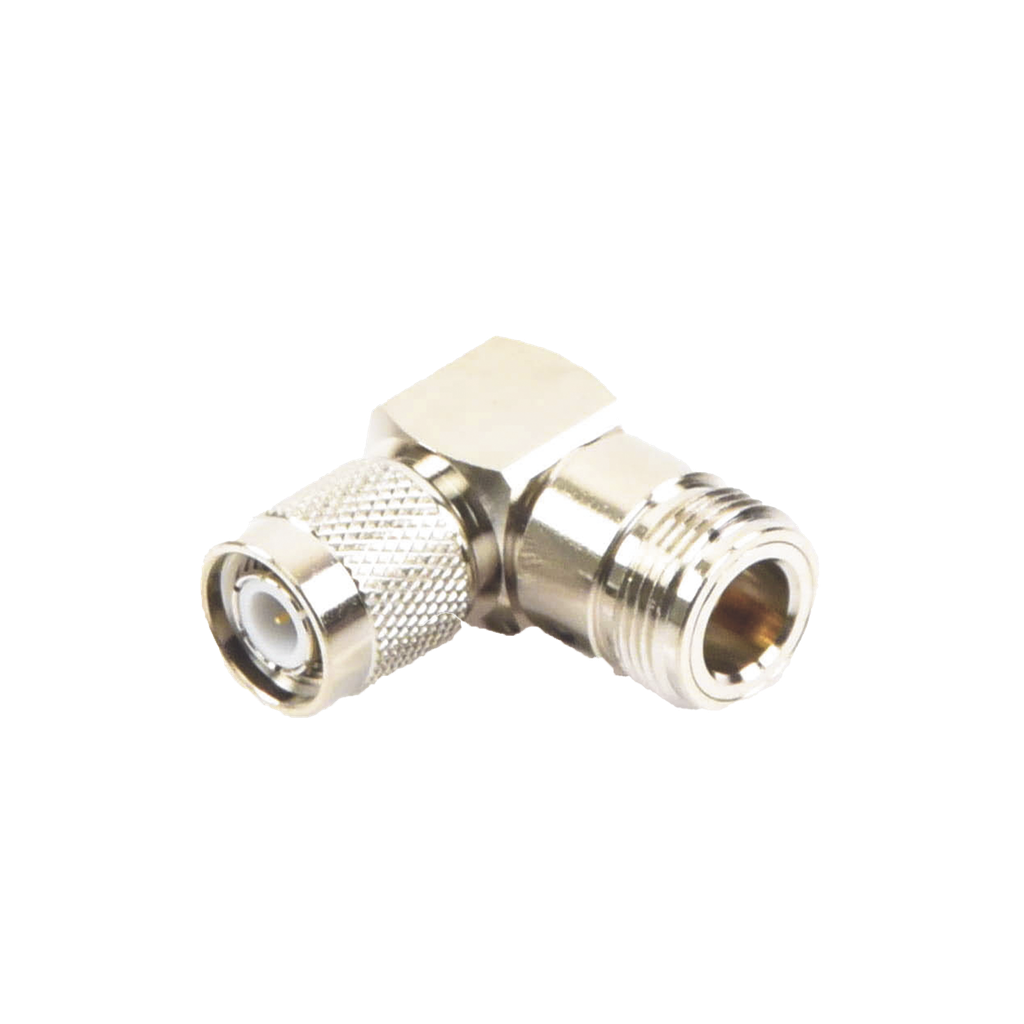 Adaptador en Ángulo Recto de Conector TNC Macho a N Hembra, Níquel/ Oro/ Teflón.