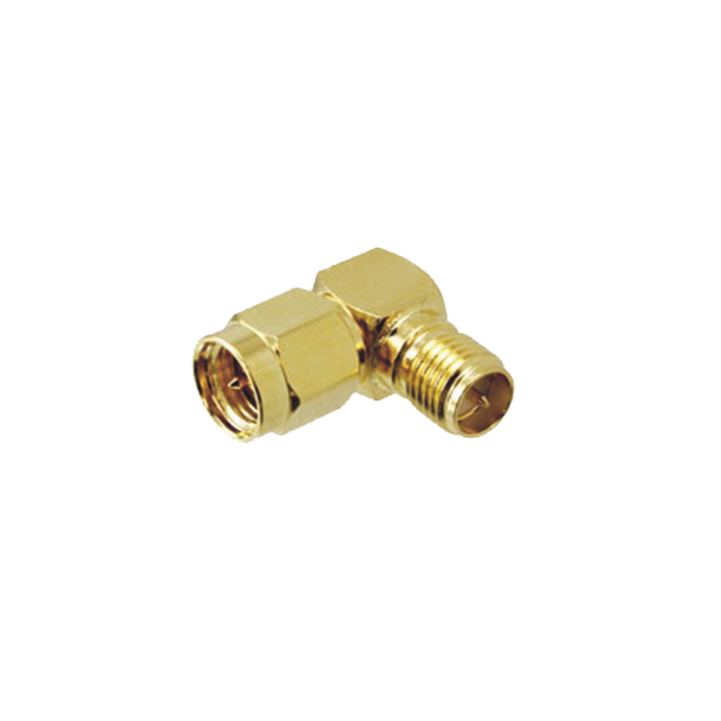 [ACX2219-ND] Adaptador en Ángulo Recto, de Conector SMA Macho a SMA Hembra Inverso, Oro/ Oro/ Teflón.