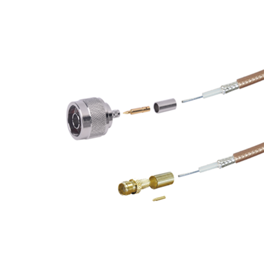 Cable de 60 cm tipo RG-142/U con conectores N Macho y SMA Hembra Inverso (Hasta 8 GHz).