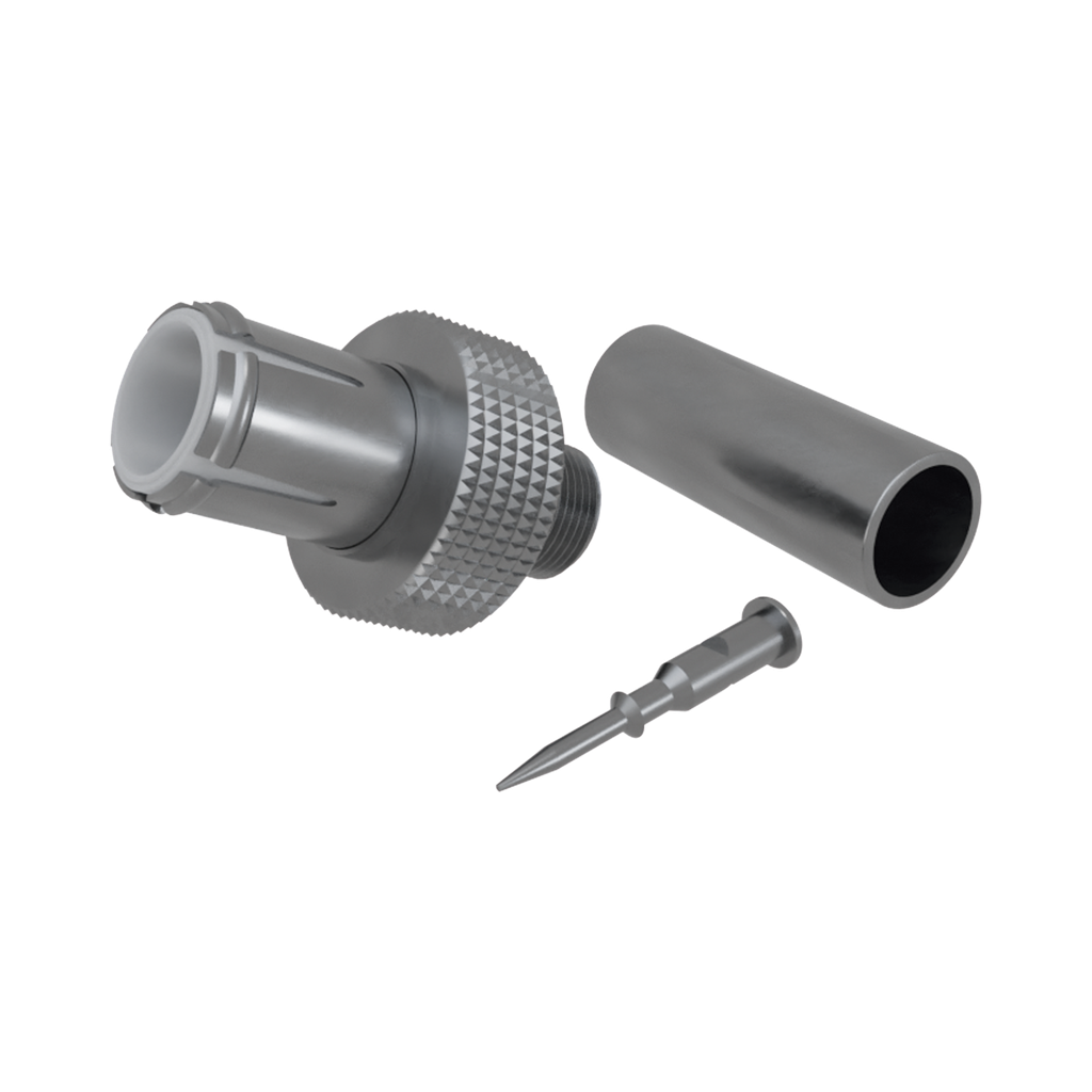 [RFB-1106-9] Conector BNC Hembra de Conexión Rápida, Anillo Plegable para RG-58/U Níquel/ Oro/ Delrin.