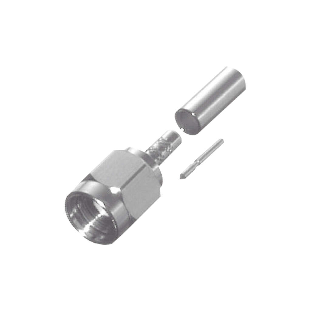 [RSA-3000-7] Conector SMA Macho de Anillo Plegable para Cables; RG-58/U Plenum, RG-122, Motorola Blanco, Niquel/Oro/Teflón.