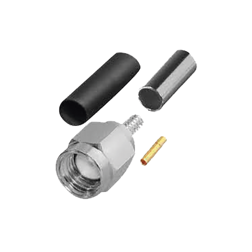 [RP-3000-B] Conector SMA Macho Inverso de Anillo Plegable para Cables RG-174/U, RG-316/U, Níquel/ Oro/ Teflón.