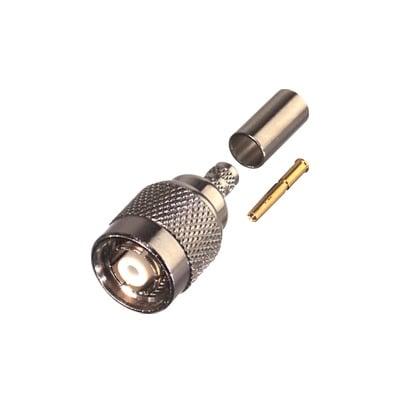 [RP-1202-X] Conector TNC Macho Inverso de Anillo Plegable para Cables LMR-240, RG-8/X, Níquel/ Oro/ Teflón.