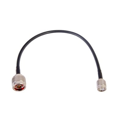 Jumper de 30 cm fabricado con cable RG-58U-SYS, conector N y conector TNC en el otro extremo