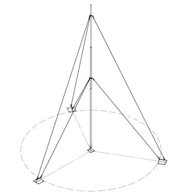 [KIT-SLM-12] Kit con Mástil Telescópico de 12 m con Accesorios de Instalación (No incluye retenida).