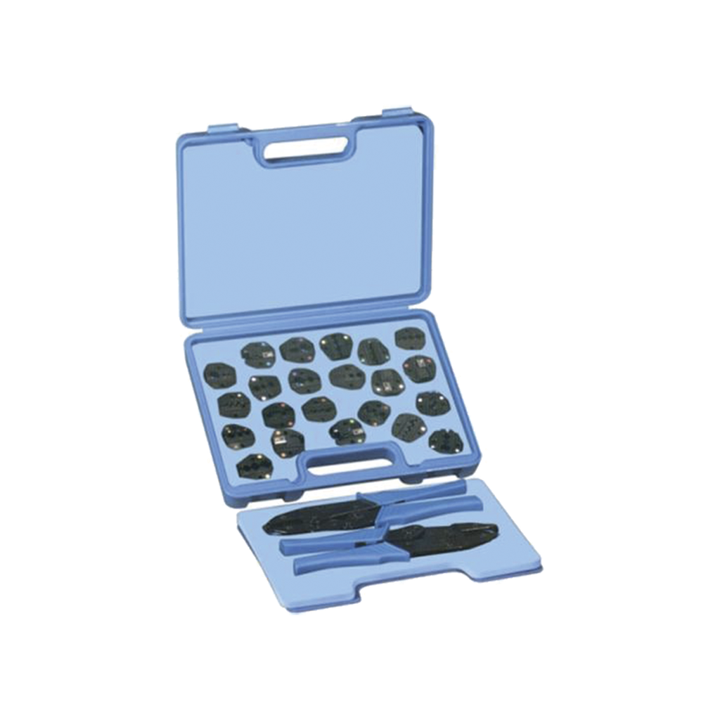 Kit en Estuche de Plástico con 17 Muelas, 10 para instalar en Cable Coaxial y 7 para Terminales, Incluye 2 Pinzas RFA-4005-20.