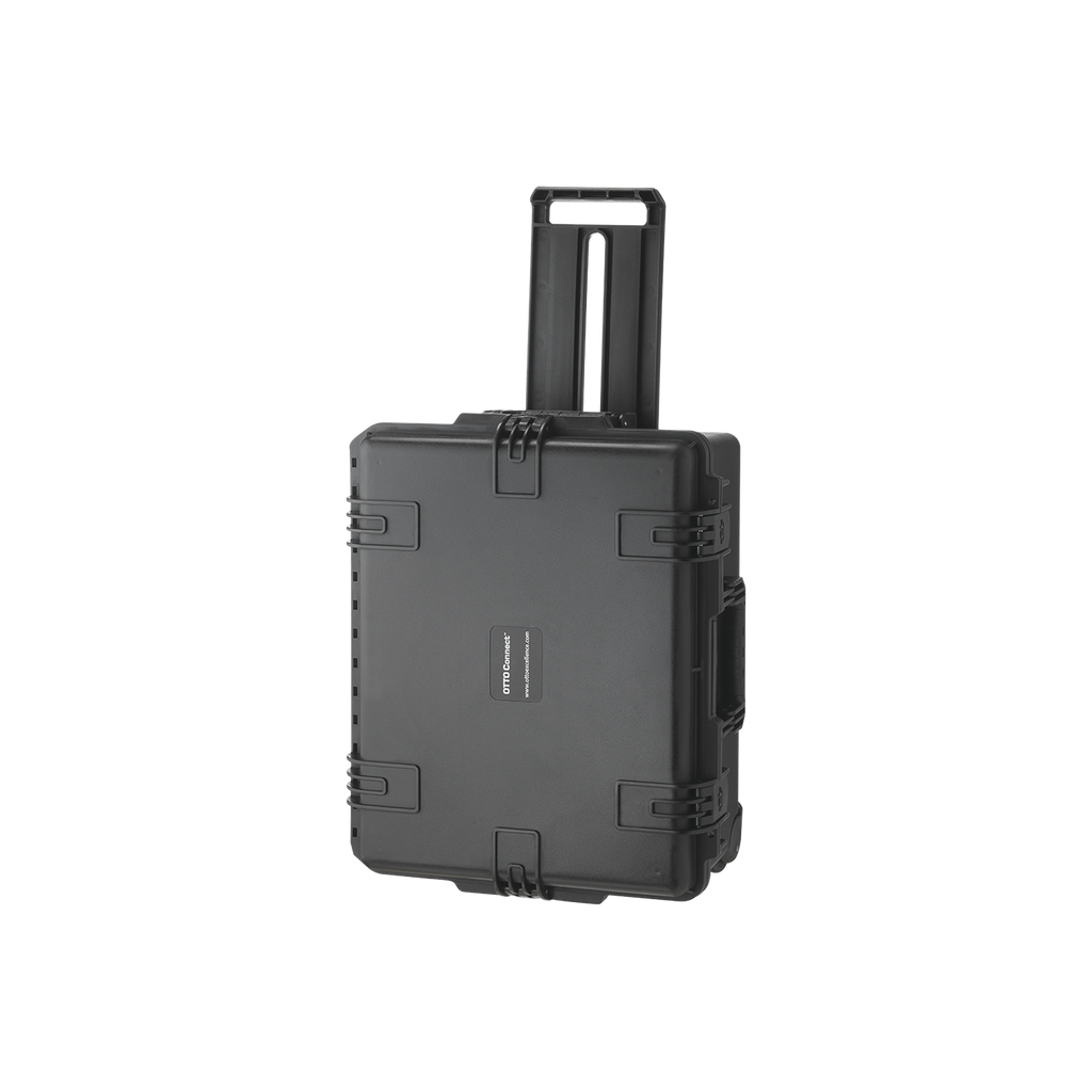 [C1-02334] Maletín de carcasa rígida, resistente al agua, de uso rudo con asa y ruedas, para transportar 8 sistemas de intercomunicación OTTO Connect