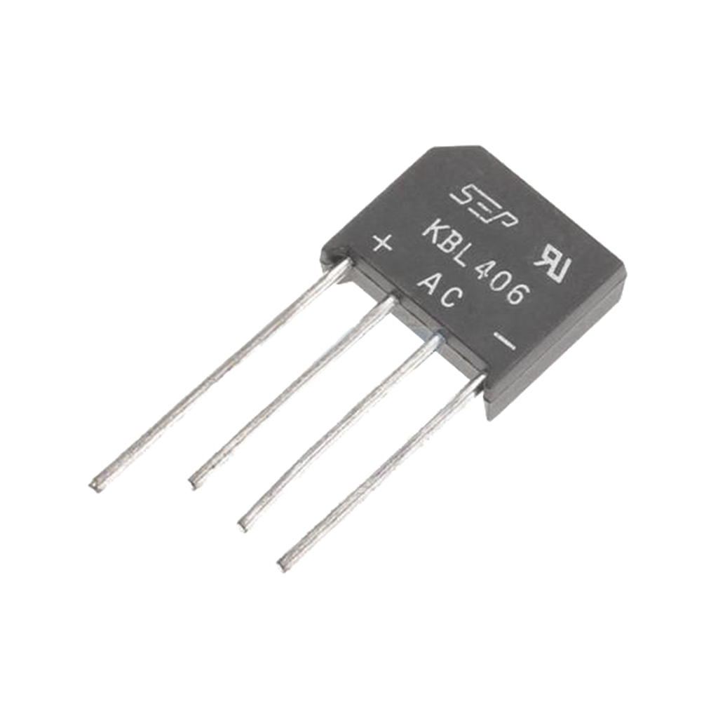 Puente Rectificador de Silicio, 4 Amp. 600 Volt, Fase Sencilla, Encapsulado KBL.