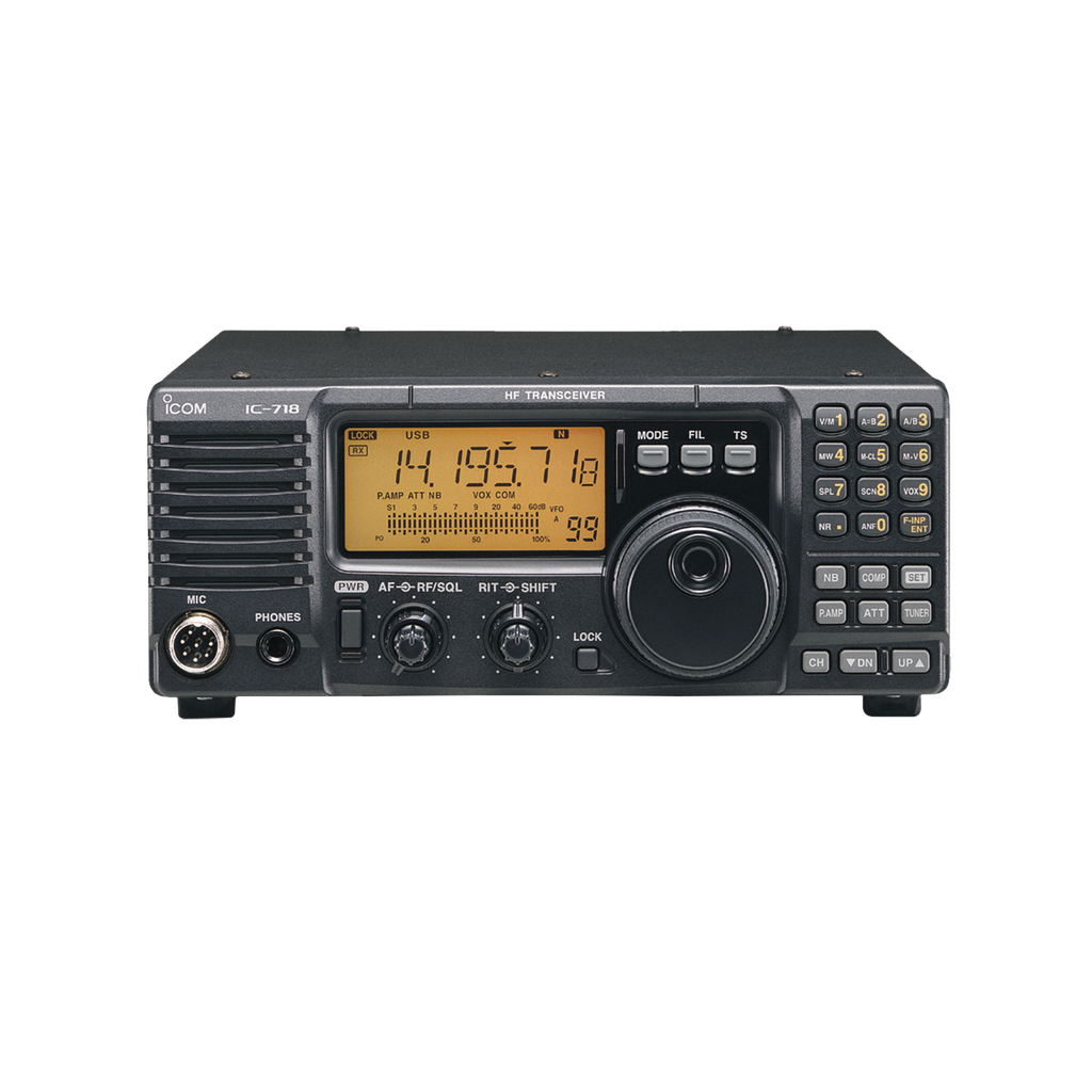 [IC718E] Radio base HF para Radio aficionados 100W SSB, 40W AM, 101 canales.