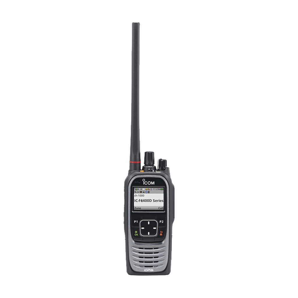 Radio digital NXDN con pantalla a color en la banda de UHF, rango de frecuencia 380-470MHz, de 1024 canales, sumergible IP68, encriptación DES, GPS, bluethooth. no incluye cargador ni antena.