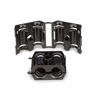 Sujetador doble de plástico para cable con diámetro de 6 a 8 mm. Paquete de 10 piezas