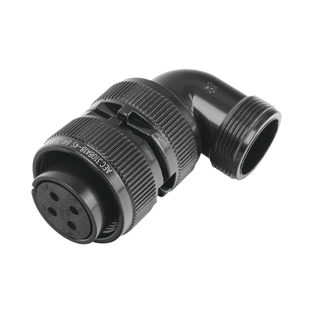 Conector Plug en Ángulo Recto de 4 Contactos Hembra Soldables para Radio de Locomotora.