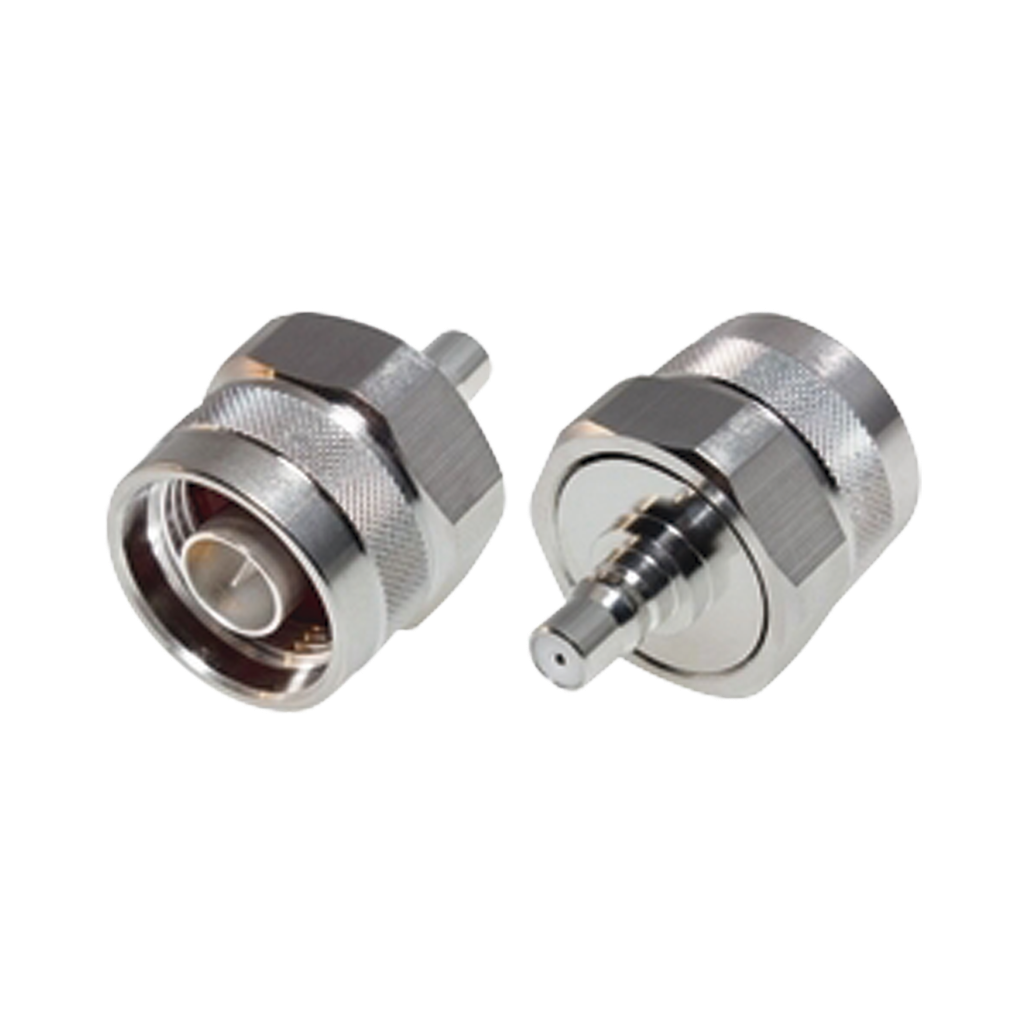 [RQA-5478] Adaptador de Bajo PIM, Interserie de Conector N Macho a QMA (Quick Mate) Hembra, Bronce Blanco/ Oro/ Teflón.