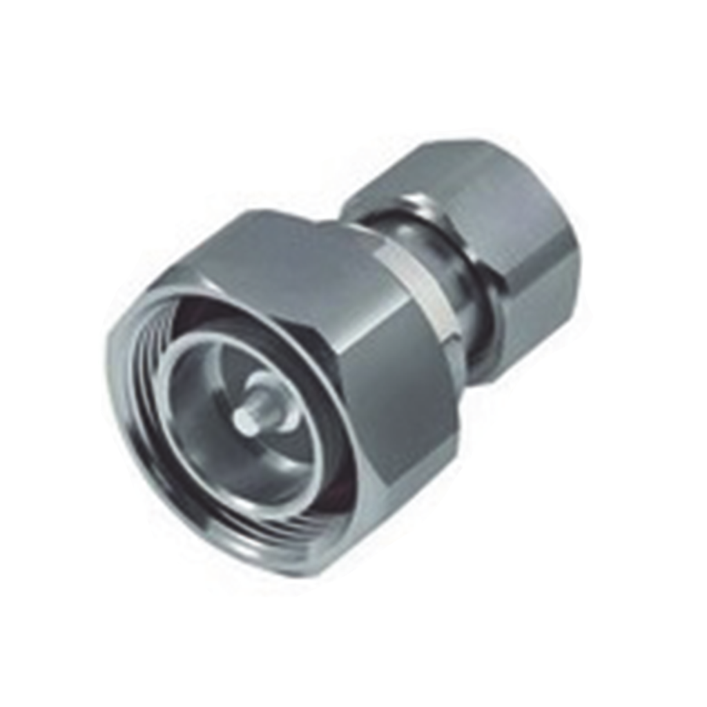 [RFD-1686-4] Adaptador en Línea de Conector DIN 7-16 Macho a 4.3-10 Macho, Bronce Blanco/ Plata/ Teflón.