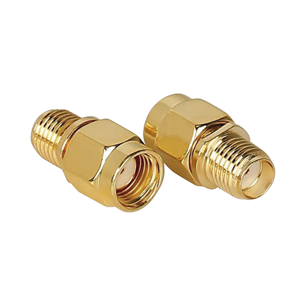 [TT-COU-SMA-RPM-SF] Adaptador SMA Macho Inverso a SMA Hembra, Oro/ Oro/ Teflón,
