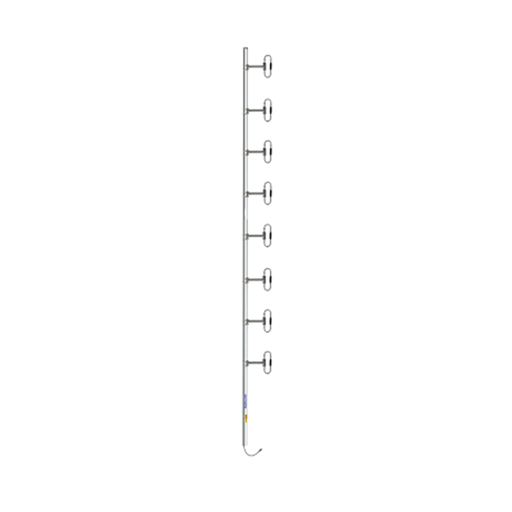 Antena Base 8 Dipolos, 370-430 MHz, 10.5 dBd, OFFSET, 300 W, DIN 7-16 Hembra, Inclinación Opcional Tilt de 0, 2, 4, 6, 8 o 10 Grados.