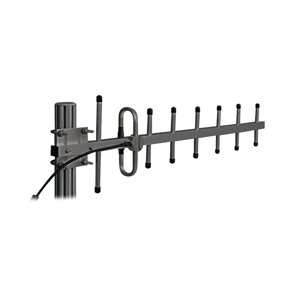 Antena Yagi 440-460 MHz, 10dB Ganancia, Anodizada en Negro, 7 Elementos, N Macho.