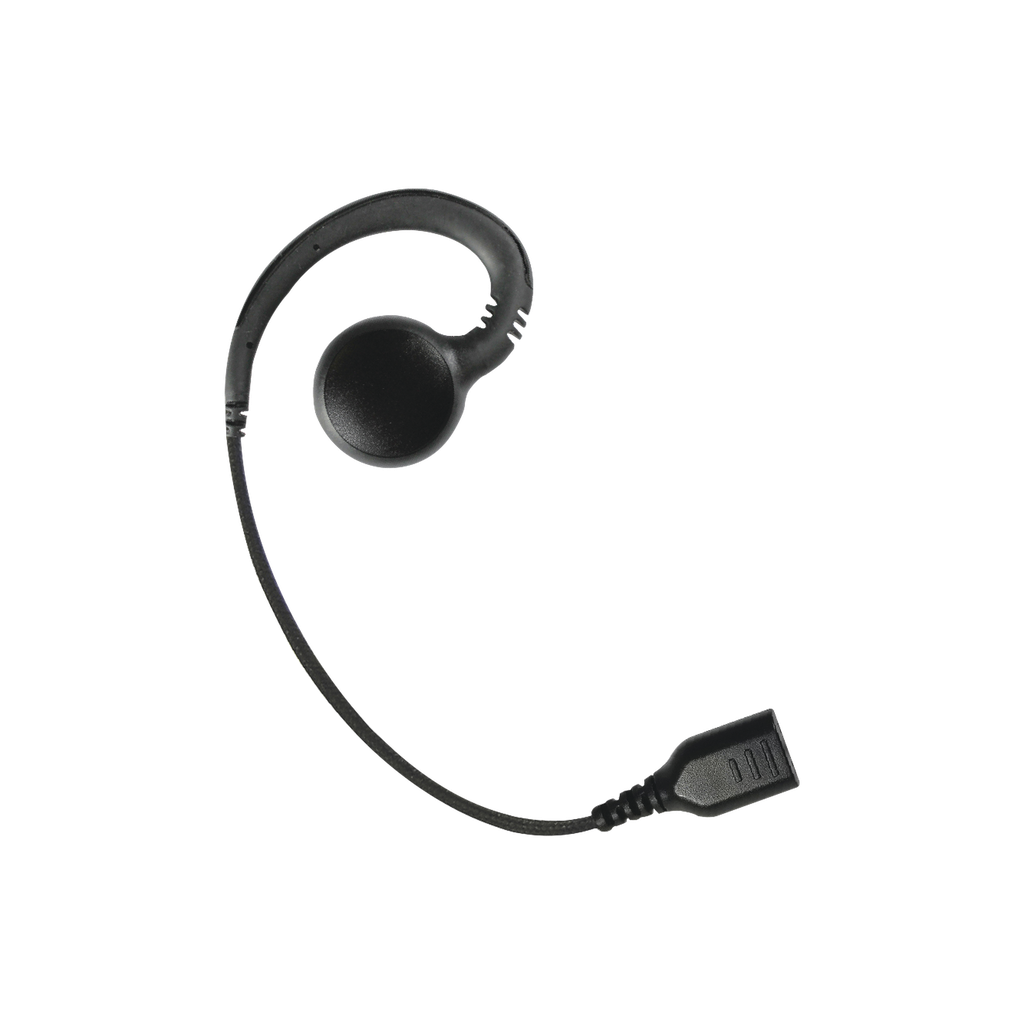 [SNP-GH] Auricular giratorio con gancho en forma de G con cable de fibra trenzada y conector SNAP.  Requiere micrófono de solapa de 1 o 2 hilos de la Serie SNAP.