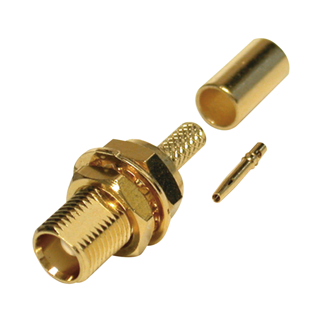 Conector MCX Hembra para Panel Trasero D-Plano, de Anillo Plegable para RG-316/U, Grupo B, Oro/ Oro/ Teflón.