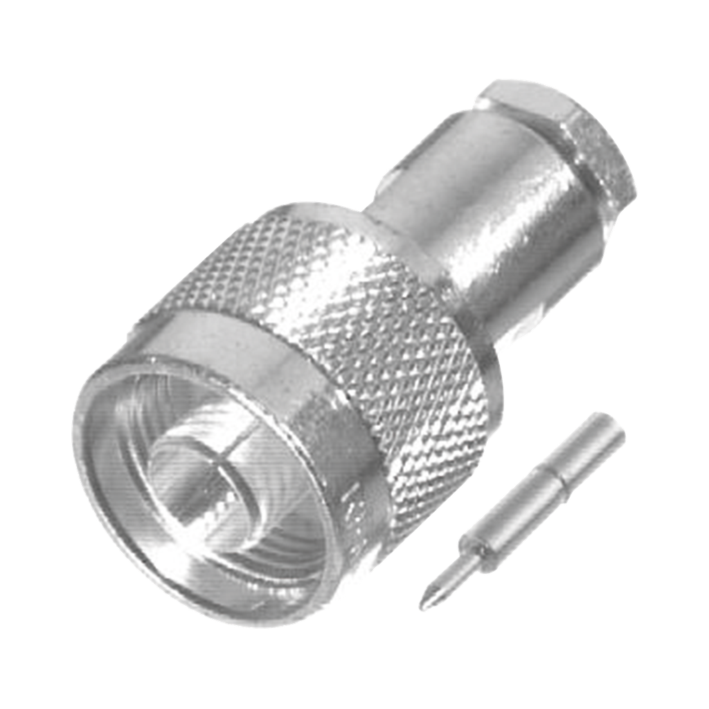 Conector N Macho de Rosca para LMR-200, Cables del Grupo C2, Plata/ Oro/ Teflón.