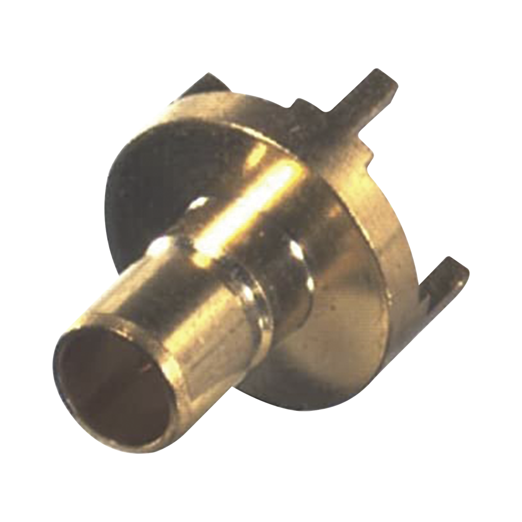 Conector SMB Jack (PIN Macho) Montaje Vertical para PCB, Base Redonda, 75 Ohm, Oro/ Oro/ Teflón.
