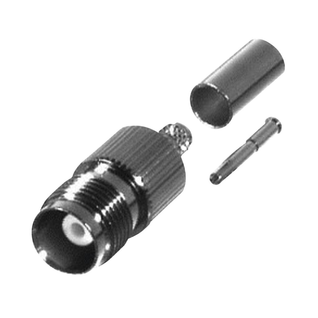 Conector TNC Hembra de Anillo Plegable para Cables PROFLEX, Grupo P, Níquel/ Oro/ Delrin.