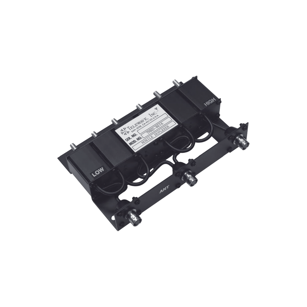 Duplexer Compacto Móvil, 806-869 MHz, 5/10 MHz Sep., 50 Watt, 70 dB, Rechazo de Banda,